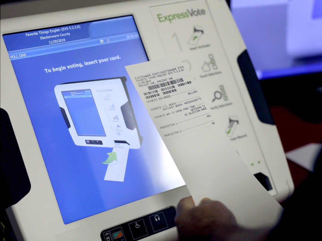 An electronic voting machines that produces a paper receipt from Election Services